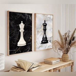 New 2pcs Chess King Canvas Print